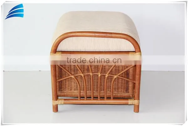 Ottoman Footstool Pouf Stool Storage W/Basket,Home Rattan Wicker Furniture photo-4