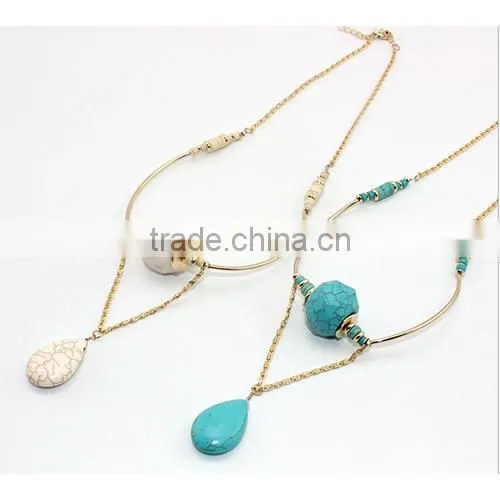 Fashion Turquoise Bar Necklace Gemstone Necklace photo-4