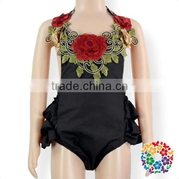 Wholesale Fashion Design Baby 3D Rose Flower Halter Bodysuit Backless Custom Made Rompers photo-4