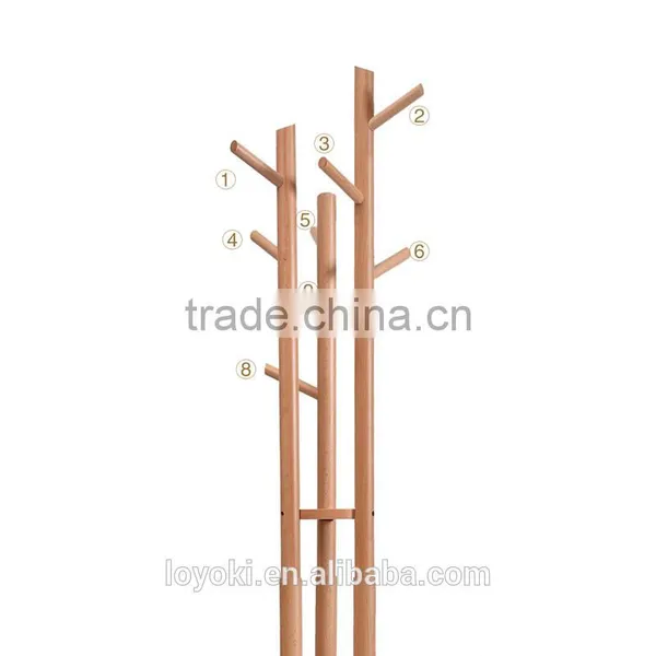 Solid Beech Wood Coat Rack Hall Tree Hat Purse Display Stand photo-5
