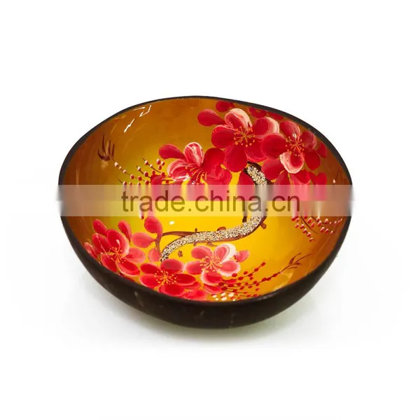 Coconut Shell Bowls With Beautiful Panted Inside, Handmade Lacquer Coconut Bowl, 100% Made in Vietnam photo-4