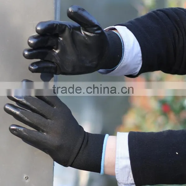 NMSAFETY 13 Gauge Knitted Seamless Black Polyester Liner Palm Coated Black Nitrile Work Safety Gloves for Light Industry photo-6