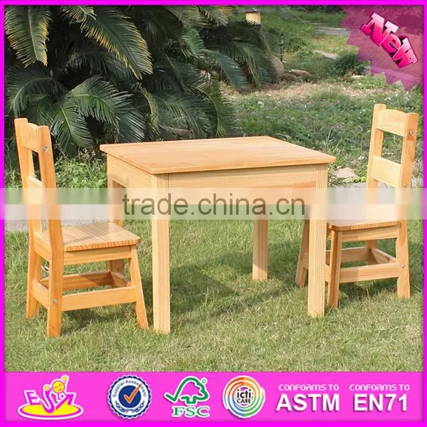 2016 New Design Natural Solid Wooden Children Table and Chairs W08G172 photo-5