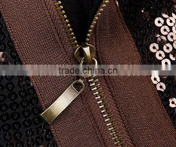 2015 High Quality Round Neck Long Sleeve Knee Length Celebrated Dress With Mesh photo-5