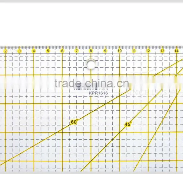 Kearing Pro Square Ruler Template 16cm*16cm Acrylic Patchwork Quiting Rulers With Diagonal Line for Sewing# KPR1616 photo-3