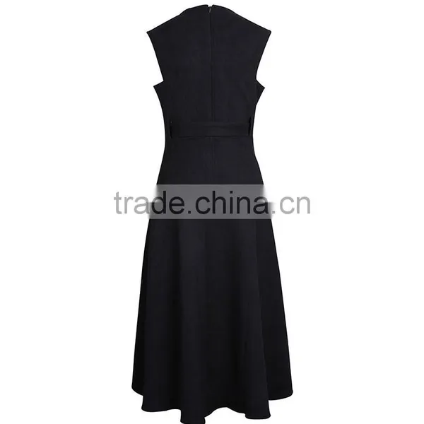 Guangzhou Wholesale Good Design Best Sale Latest Fashion Black Sleeveless Elegant Women Smart Casual Dress 2017 photo-4