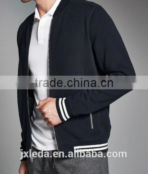 Men's Color Block Full Zipper Design Bomber Jacket With Rib Hem photo-4