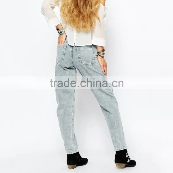 Front Girls Embroidery Flowers Ladies Fancy Jeans Loose Style photo-2