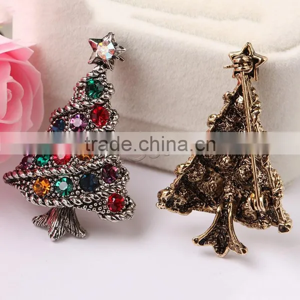 Christmas Jewelry Brooch With Rhinestone Christmas Gift Ideas Christmas Tree Brooch