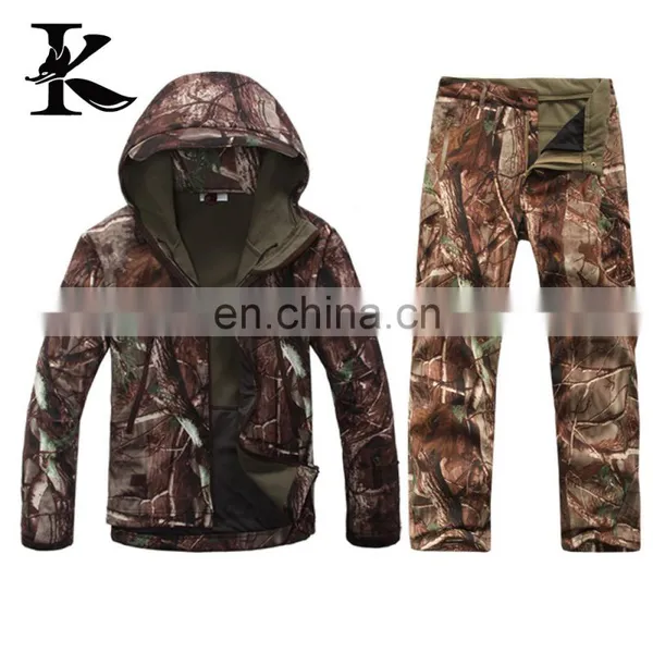 Breathable Softshell Jacket Camouflage Waterproof Pants Camo Suit photo-5