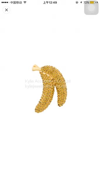 Fashion Jewelry 925 Sterling Silver 24k Yellow Gold Banana Brooches photo-2