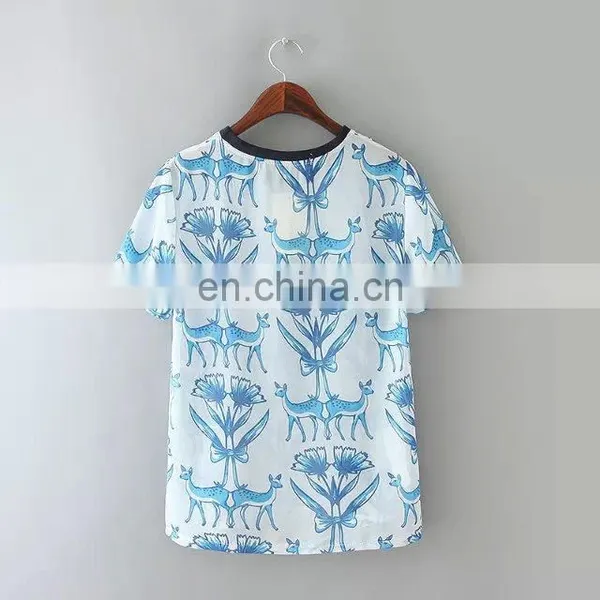 2017 Lovely Fawn t Shirt Wholesale Promotional OEM Fashion Style T Shirt Printed 100%cotton Girls t Shirt photo-2