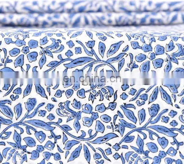 100% Cotton Jaipur Sanganeri Hand Block Printed Fabric Dressmaking Sewing Fabric By Meter photo-2