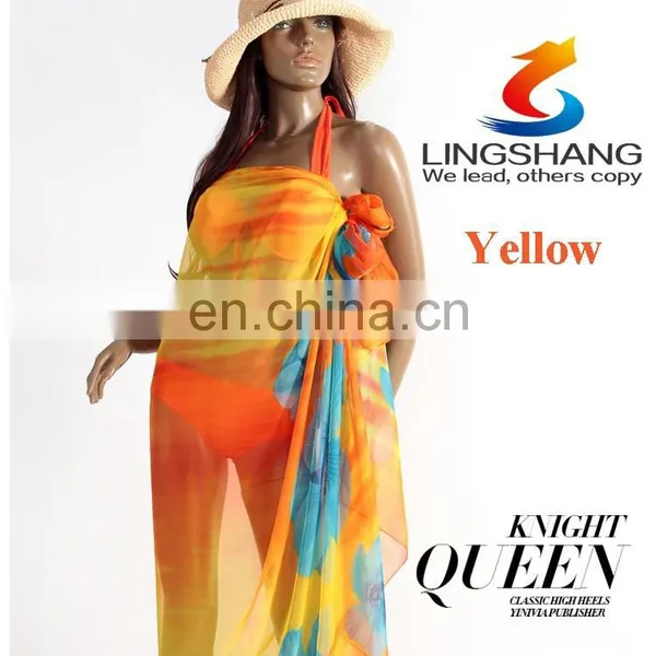 Lingshang Silk Scarf Female Chemical Fiber Scarf Ultralarge Thin Summer Sunscreen Cape Beach Towel Scarf Long Design photo-3
