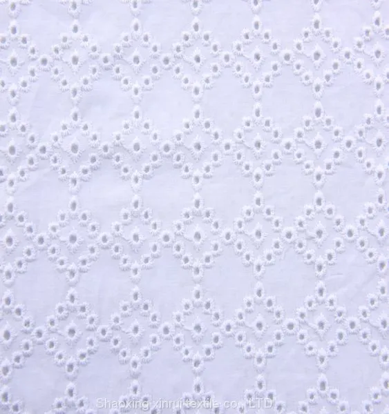 Polish Crepe Embroidered Guipure White 100% Cotton Lace Fabric photo-3