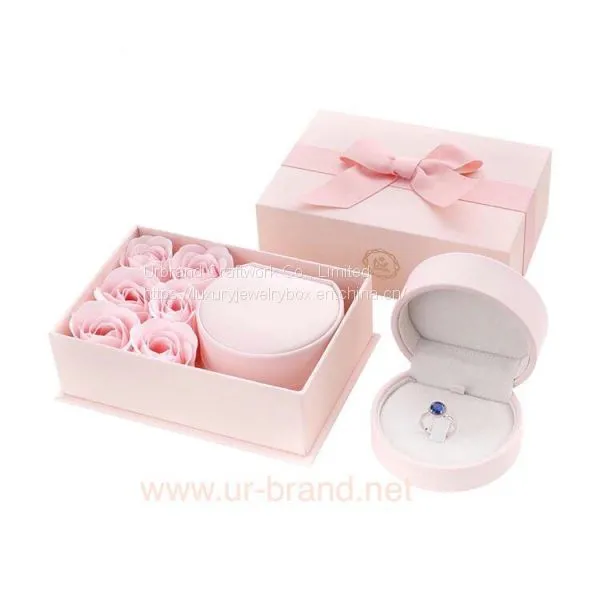 Wholesale PU Leather Pink Gift Pendant Necklace Ring Box Jewelry Packaging photo-3