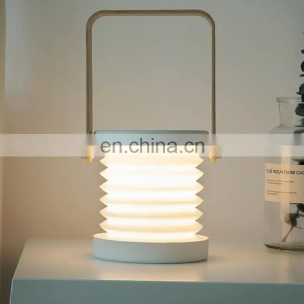 2021 Hot LED Portable Lantern Light Retractable Wooden Table Lamp Bedside Night Light Touch Sensor Hanging Lamp photo-2