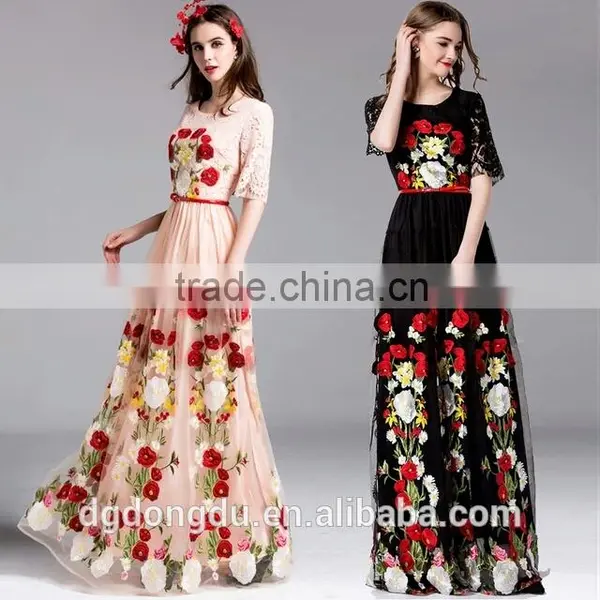 New Style Elegant Embroidered Dress Ladies Smart Casual Dress For Girls photo-2