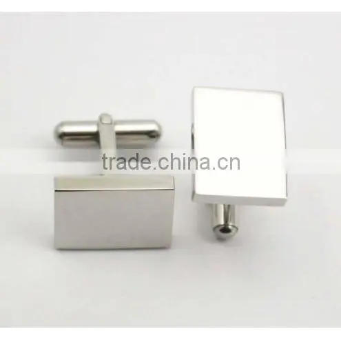 Mans Jewelry Stainless Steel Plain Rectangular Shiny Blank Cufflink High Quality photo-5