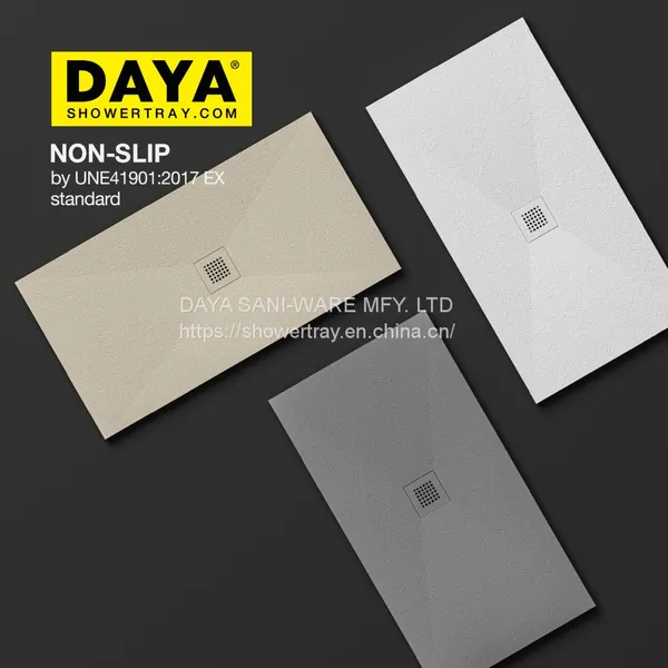 DAYA Resin Solid Surface Bathroom Artificial Stone Light Shower TrayBlanco，Crema，Cemento，Antracite，Nero Struttura in Legno Piatto Doccia ColoratoRemplacement de Baignoire Personnalisé Texture de Pierre D'ardoise Base de Douche