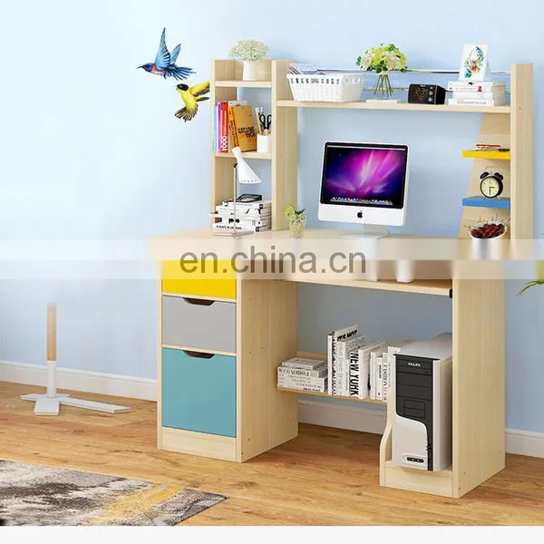 Bedroom Furniture Computer Laptop Desk Wooden Study Learning Small Modern Simple Computer Table Desk With Shelves photo-2