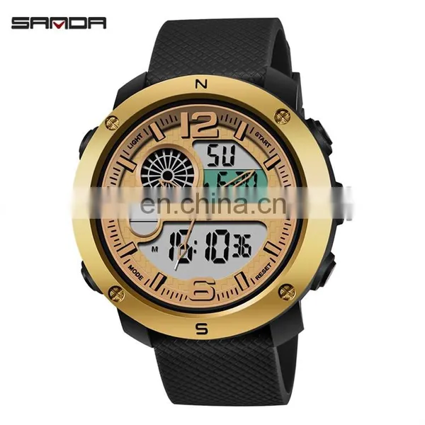 SANDA 762 New Model Men Wristwatch Branded Digital Analog Week Day Showed Silicone Current Watch photo-3