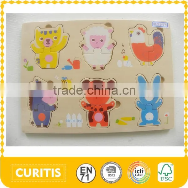 2016 Popular Child Toys Non-toxic Water-based Paint Prevent Swallow Kids Learning Toys Wooden Animal Puzzle Anime Jigsaw Puzzles Supplier's Choice
