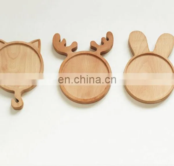 Hot-selling Cute Christmas Elk Antler Environmental High Quality Beech Food Plate photo-5