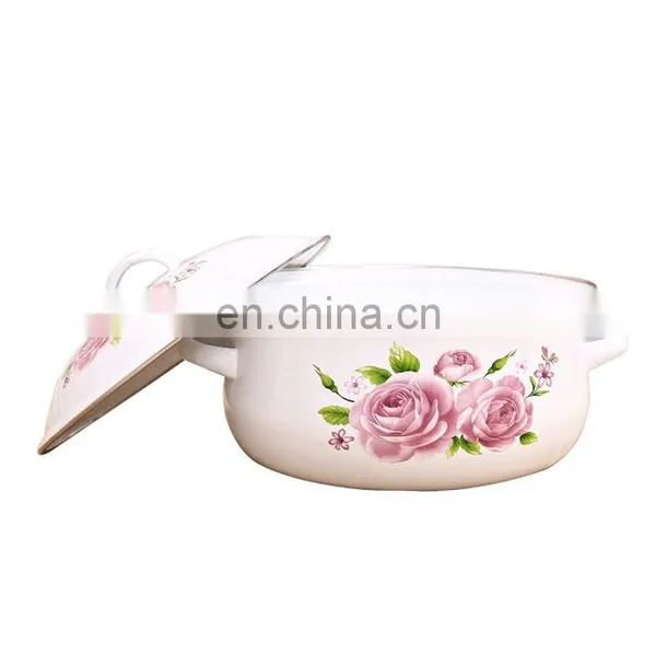 China Enamel Coated White 5pcs Iron Enamel Cookware photo-2