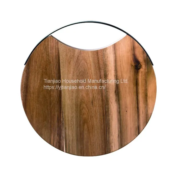 Custom/Wholesale Natural Wooden Round Cutting Board With Hanging Hole Butcher Charcuterie Serving Acacia Wood Chopping Block photo-3