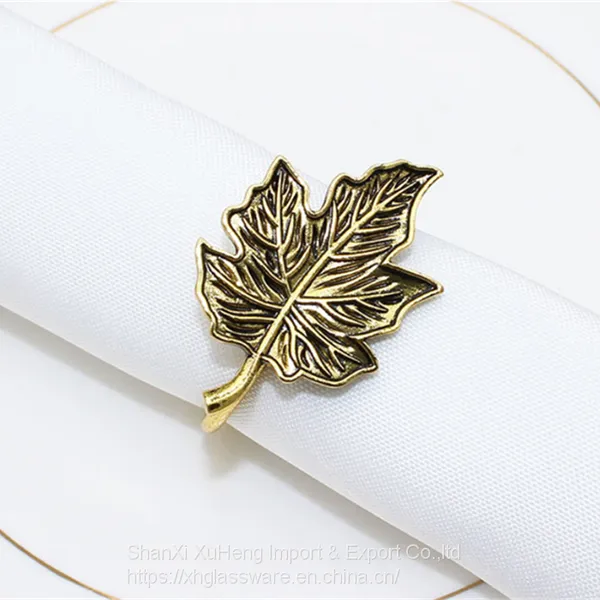 Top Selling Antique Metal Leaf Design Tabletop Accessories Napkin Ring for Party Use Table Decoration photo-3