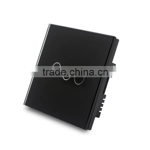 3 Gang Black Crystal Glass Panel Touch Wall Light Switch With Remote Control photo-4