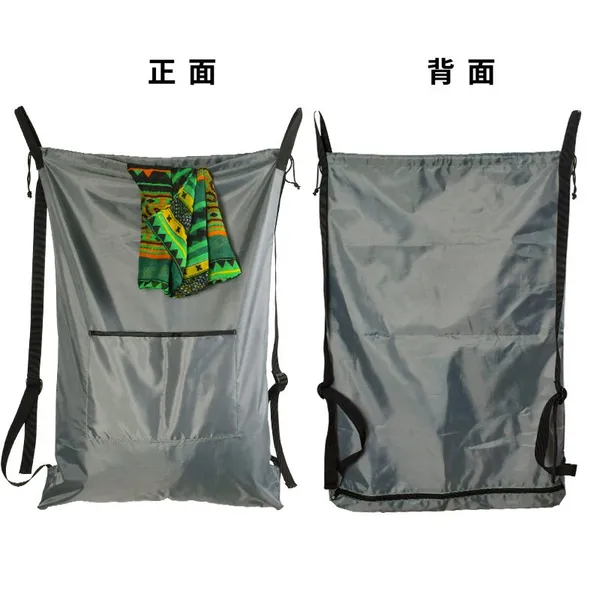 Washable Laundry Bag Backpack With Zipper Pocket, Heavy Duty Clothes Bag, 2 Strong Adjustable Shoulder Straps With Drawstring Closure for Travel, Camping or College photo-4