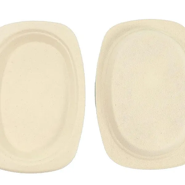 Plato oval desechable para bistec y pescado asado en fiestas, bagazo de caña de azúcar biodegradable, resistente al aceite, para cenas de barbacoa al aire libre