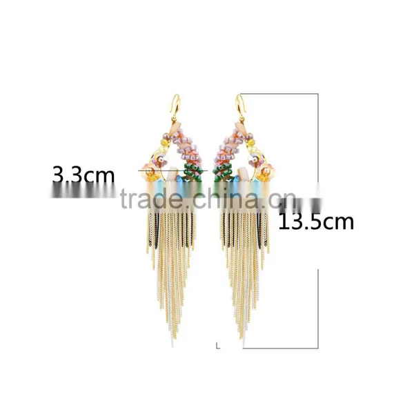 Fashion Jewelry Long Chain Fashion Tassel Bridal Earrings photo-3