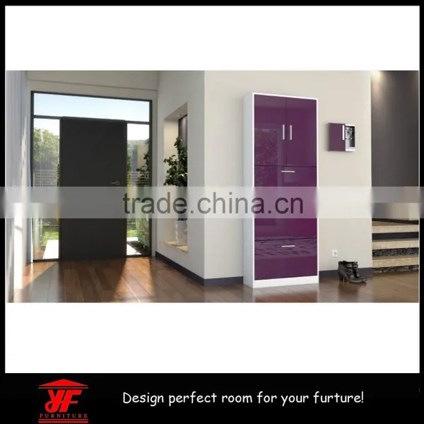 Corner Space Saving Modern Tall High Gloss Shoe Cabinet