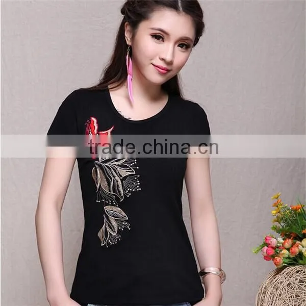 Embroidery Logo Wholesale Plain t Shirts Cheap T-shirts Women photo-3