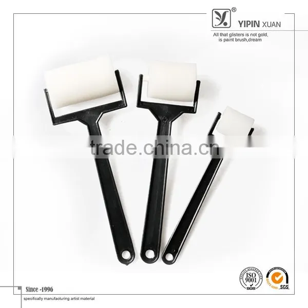 3 Pcs/set Children Diy Black Plastic Handle White Sponge Paint Roller