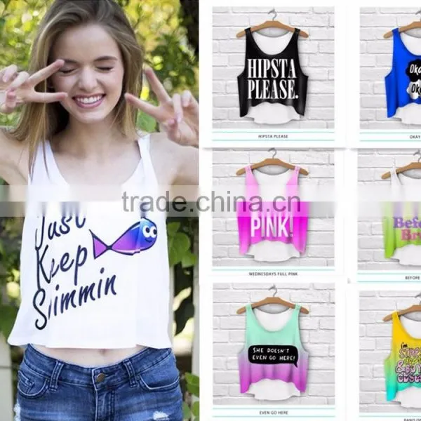 Sassyland 2015 New Arrival Fashion Sexy Custom Printed Crop Top Tank Top for Women Quality Choice photo-6