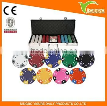 Plastic Pocker Chips Set 500 Piece Ace King Clay Poker Chip Set For Casino 5-8players