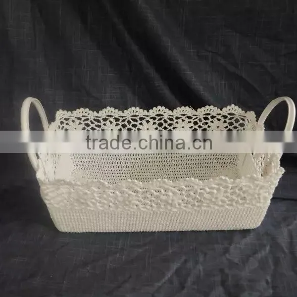 2015 Fashionable Crochet Cotton Baskets With PVC Handles photo-2