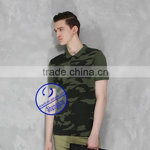 Custom Wholesale Allover Printed Army Style Polo Shirt for Men photo-2