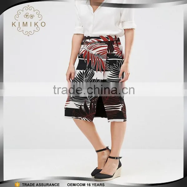 2016 High Brand Quality Summer Woman Leaf Print Skirt With Fashion Design