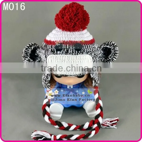 Knitting Children's Winter Hats Knitted Monkey Crochet Hats for Babies photo-4