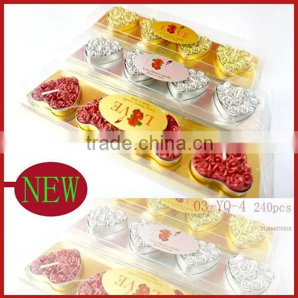 4pcs Pvc Box Packing Paited Small Rose Shape Wedding Floating Tealight Candle