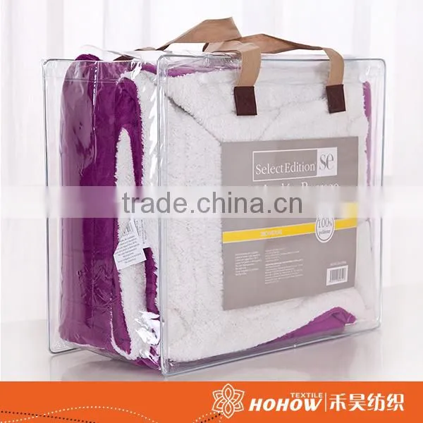100% Polyester Fiber Blanket Purple Flannel Warm Plain Blankets photo-6