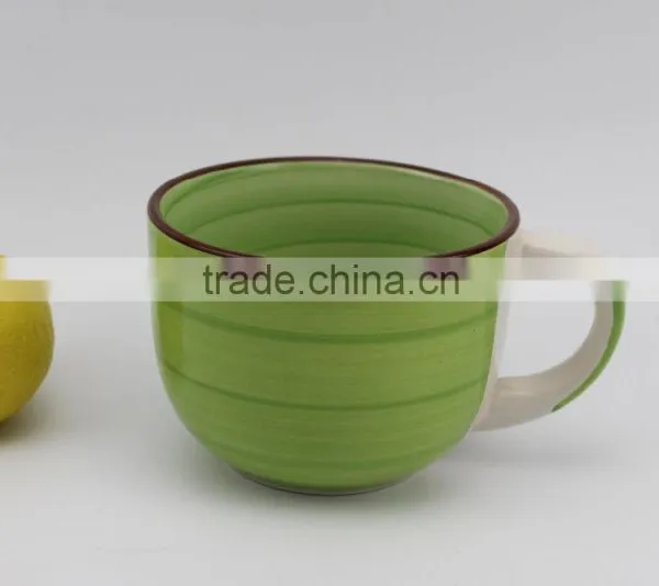 Stoneware Handpainting 400cc Soup Mug, Ceramic Cup, Stoneware Mug