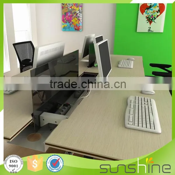 Office Staff Working Table 4 Seating Good Wire Management Metal Table Leg With Modblie Pedestal and CPU Holder photo-2