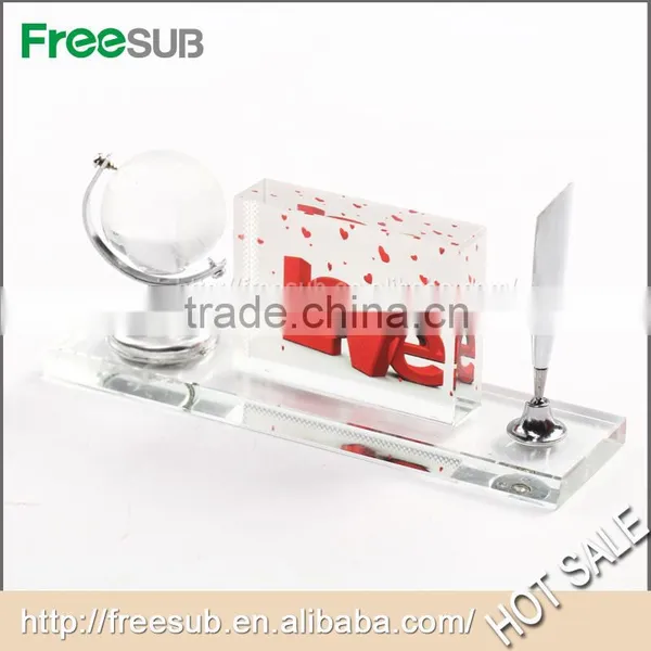 Fashion Decoration for Wedding and Home Globe & Pen Set Blank 3D Sublimation Crystal Photo Frame photo-2