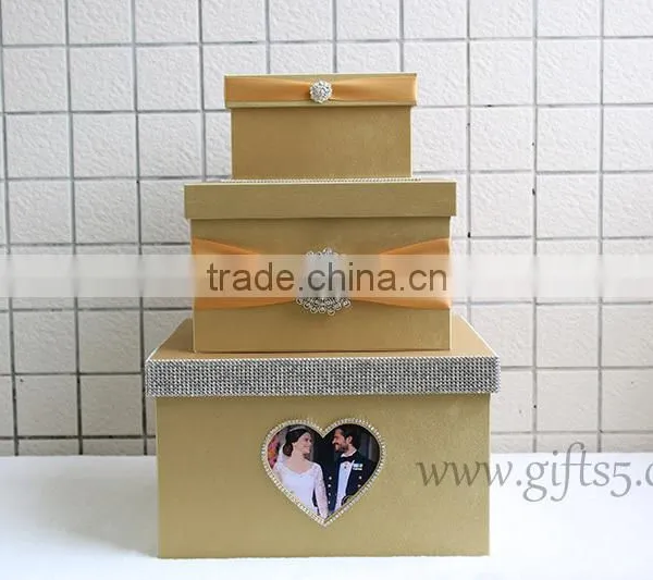 Gold Card Box for Wedding Luxury Wedding Keepsake Box Large Wedding Card Boxes photo-3